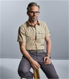 Russell Collection Short Sleeve Twill Roll Shirt