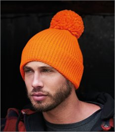 Beechfield Engineered Knit Ribbed Pom Pom Beanie