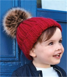 Beechfield Infant Faux Fur Pom Pom Chunky Beanie