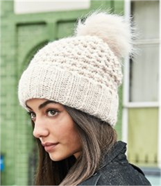 Beechfield Popcorn Fur Pop Pom Beanie