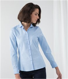 Henbury Ladies Long Sleeve Stretch Poplin Shirt