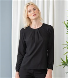 Henbury Ladies Pleat Front Long Sleeve Blouse