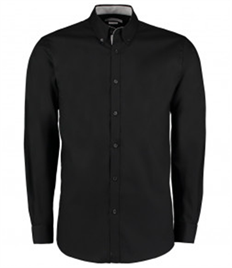 Kustom Kit Premium Long Sleeve Contrast Tailored Oxford Shirt