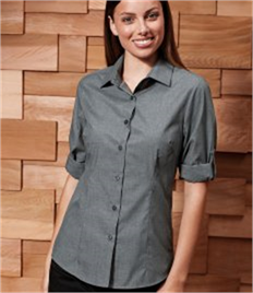 Premier Ladies Cross-Dye Roll Sleeve Shirt