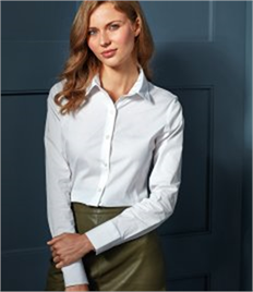 Premier Ladies Long Sleeve Stretch Fit Poplin Shirt