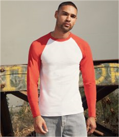 Fruit of the Loom Contrast Long Sleeve Baseball T-Shirt