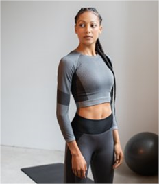Tombo Ladies Seamless Panelled Long Sleeve Crop Top